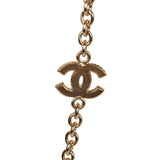 Chanel CC Beaded Sautoir Long Chain Necklace Orange Gold Metal
