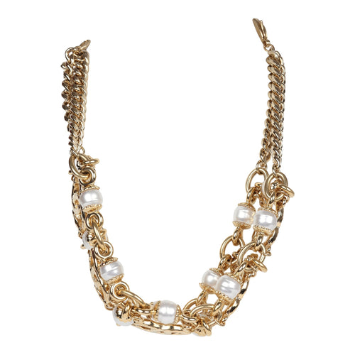 Chanel CC Layered Gold & Pearls Choker Gold Hardware