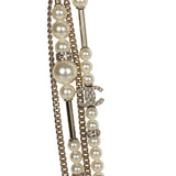Chanel Pearl Flap Bag Pendant Necklace Light Gold Hardware