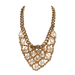 Pre-owned Chanel Layered Pearl Cluster Necklace Gold Hardware