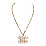 Chanel Large Quilted Resin CC Pendant Necklace Gold Tone Metal