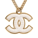 Chanel Large Quilted Resin CC Pendant Necklace Gold Tone Metal