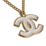 Chanel Large Quilted Resin CC Pendant Necklace Gold Tone Metal