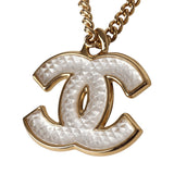 Chanel Large Quilted Resin CC Pendant Necklace Gold Tone Metal