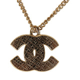 Chanel Large Quilted Resin CC Pendant Necklace Gold Tone Metal