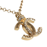 Chanel Small Crystal CC Pendant Necklace Gold Tone Hardware