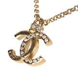 Chanel Small Crystal CC Pendant Necklace Gold Tone Hardware