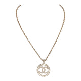 Chanel Round CC Pearl Pendant Necklace Faux Pearls & Light Gold Tone Hardware