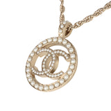 Chanel Round CC Pearl Pendant Necklace Faux Pearls & Light Gold Tone Hardware