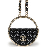 Chanel Hula Hoop Hula Hoop Charm Necklace Black Enamel/Light Gold Tone Hardware