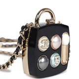 Chanel Cosmetic Compact Pendant Long Necklace Black/Multi Resin/Faux Crystals & Light Gold Tone Hardware