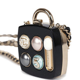 Chanel Cosmetic Compact Pendant Long Necklace Black/Multi Resin/Faux Crystals & Light Gold Tone Hardware