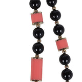 Chanel CC Beaded Resin & Enamel Long Necklace Black/Pink Gold Tone Hardware