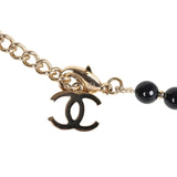 Chanel CC Beaded Resin & Enamel Long Necklace Black/Pink Gold Tone Hardware