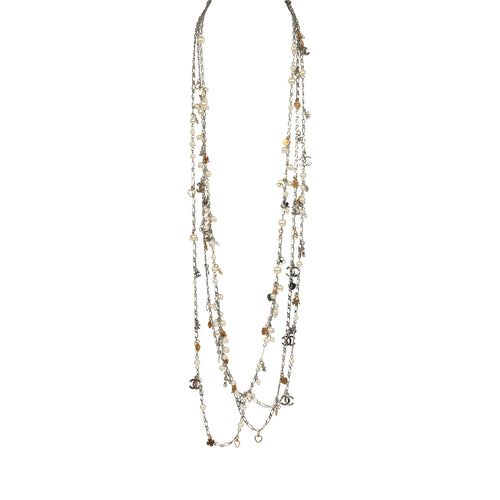 Pre-owned Chanel CC Clovers & Hearts Layered Necklace Mixed Metal Hardware