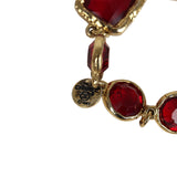 Vintage 1981 Chanel Chicklet Long Necklace Red Gripoix Gold Plated Hardware