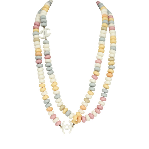 Chanel CC Candy Sweetie Long Necklace Multicolor Resin Light Gold Tone Hardware