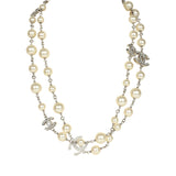Chanel CC Pearl Long Necklace Faux Pearls and Silver Tone Hardware