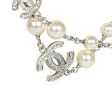 Chanel CC Pearl Long Necklace Faux Pearls and Silver Tone Hardware