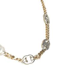 Chanel Crystal CC Choker Necklace Silver Tone and Light Gold Tone Hardware