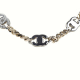Chanel Crystal CC Choker Necklace Silver Tone and Light Gold Tone Hardware