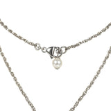 Chanel Faux Pearl and Crystal CC Pendant Necklace Silver Tone Hardware