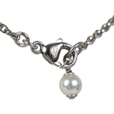 Chanel Faux Pearl and Crystal CC Pendant Necklace Silver Tone Hardware