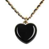 Chanel Large Resin Heart Pendant Necklace Multicolored Resin, Black Leather Gold Tone Metal Hardware - Thumbnail View 5