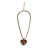 Chanel Large Resin Heart Pendant Necklace Multicolored Resin, Black Leather Gold Tone Metal Hardware - Thumbnail View 2