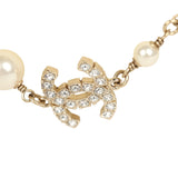 Chanel Long Crystal CC and Pearl Necklace Faux Pearls Gold Tone Hardware - Thumbnail View 4