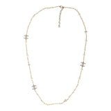 Chanel Long Crystal CC and Pearl Necklace Faux Pearls Gold Tone Hardware - Thumbnail View 2