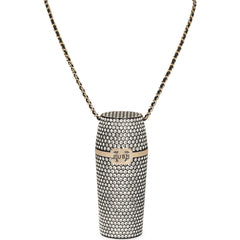 Chanel Crystal-Embellished Lipstick Case Long Necklace Black Resin, Crystals Light Gold Hardware