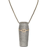 Chanel Crystal-Embellished Lipstick Case Long Necklace Black Resin, Crystals Light Gold Hardware - Thumbnail View 1