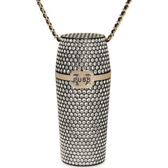 Chanel Crystal-Embellished Lipstick Case Long Necklace Black Resin, Crystals Light Gold Hardware