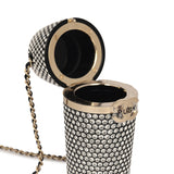 Chanel Crystal-Embellished Lipstick Case Long Necklace Black Resin, Crystals Light Gold Hardware - Thumbnail View 5