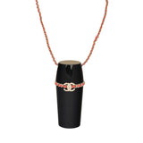 Pre-owned Chanel Lipstick Case Long Necklace Black Resin, Orange Leather Light Gold Hardware - Thumbnail View 1