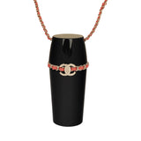 Pre-owned Chanel Lipstick Case Long Necklace Black Resin, Orange Leather Light Gold Hardware - Thumbnail View 2