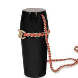 Pre-owned Chanel Lipstick Case Long Necklace Black Resin, Orange Leather Light Gold Hardware - Thumbnail View 6