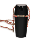 Pre-owned Chanel Lipstick Case Long Necklace Black Resin, Orange Leather Light Gold Hardware - Thumbnail View 4