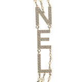 Chanel Long Crystal CHA-NEL Multi-Strand CC Pearl Necklace Ivory Pearls, Light Gold Tone Hardware - Thumbnail View 4