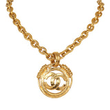 Vintage Chanel CC Medallion Chunky Chain Pendant Necklace Gold Plated Hardware - Thumbnail View 1
