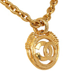 Vintage Chanel CC Medallion Chunky Chain Pendant Necklace Gold Plated Hardware - Thumbnail View 4