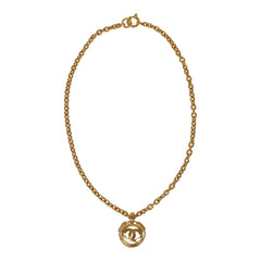 Vintage Chanel CC Medallion Chunky Chain Pendant Necklace Gold Plated Hardware