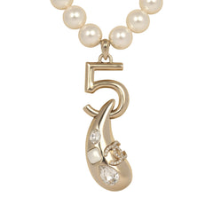 Chanel No.5 Pearl Drop Short Pearl Necklace White, Light Gold Tone Hardware