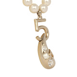 Chanel No.5 Pearl Drop Short Pearl Necklace White, Light Gold Tone Hardware - Thumbnail View 3