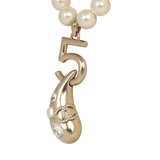 Chanel No.5 Pearl Drop Short Pearl Necklace White, Light Gold Tone Hardware - Thumbnail View 4