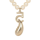 Chanel No.5 Pearl Drop Short Pearl Necklace White, Light Gold Tone Hardware - Thumbnail View 5