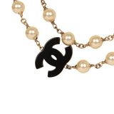 Chanel Crystal CC Pearl Chain Link Long Necklace Black, Resin, Light Gold Tone Hardware - Thumbnail View 5