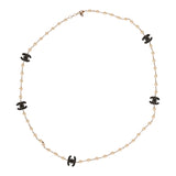 Chanel Crystal CC Pearl Chain Link Long Necklace Black, Resin, Light Gold Tone Hardware - Thumbnail View 2