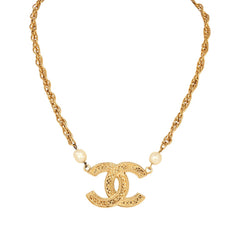 Vintage Chanel CC Short Necklace Gold Plated Hardware